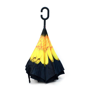 Selini New York - Yellow Flower Double Layer Inverted Umbrella