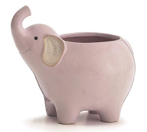 Porcelain Grey, Pink, or Blue Elephant Planter - Nursery Decor