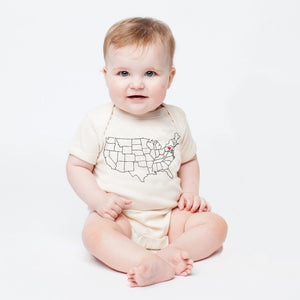 Home State Map Baby One Piece - Natural