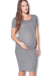 Effortless Style: Grey Maternity Bodycon Casual Short Sleeve Dress