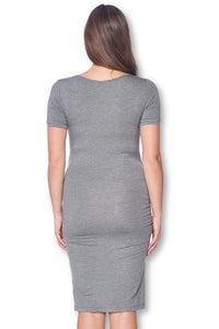 Effortless Style: Grey Maternity Bodycon Casual Short Sleeve Dress