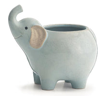 Load image into Gallery viewer, Porcelain Grey, Pink, or Blue Elephant Planter - Nursery Decor
