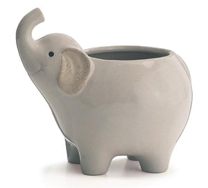 Porcelain Grey, Pink, or Blue Elephant Planter - Nursery Decor