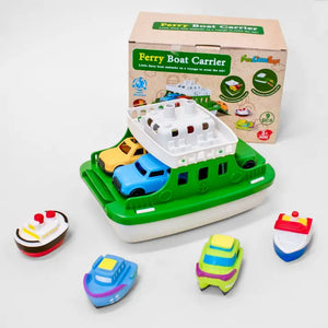 Fun-Filled Floating Ferry Boat Toy Set | 4 Mini Cars, 4 Boat Squirters, and Slide-Out Ramp