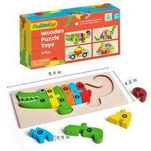 Load image into Gallery viewer, 4-Pack Wooden Puzzles for Toddlers Age 2-4 Years Old by Fun Little Toys
