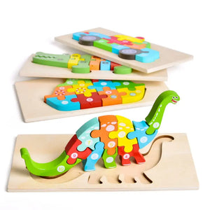 4-Pack Wooden Puzzles for Toddlers Age 2-4 Years Old by Fun Little Toys