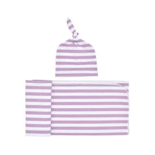 Load image into Gallery viewer, Premium Striped Unisex Swaddles with Beanie | Cozy Sleep Companions for Your Little One
