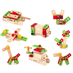 43 PCs Kids Tool Box Wooden Toys Set Kids Tool Kits by Fun Little Toys