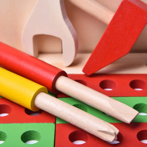 43 PCs Kids Tool Box Wooden Toys Set Kids Tool Kits by Fun Little Toys