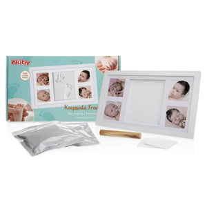 Nuby - Baby Hand and Foot Print White Wooden Frame Keepsake Set