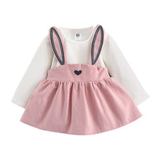 Load image into Gallery viewer, Toddler Girl&#39;s Cotton Rabbit Ears Bunny Dress - A Whimsical Wardrobe Delight
