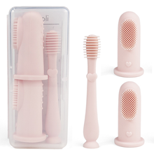 Load image into Gallery viewer, Baby Finger Toothbrush &amp; Tongue Cleaner Oral Set 3m+ (Blush) or (Sand)
