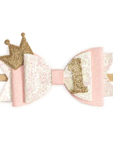 Load image into Gallery viewer, 1st Birthday Crown Bow Baby Headband - Make Her 1st Birthday Magical!
