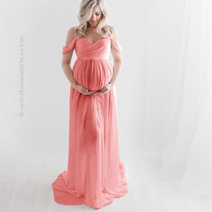 Strapless Maternity Chiffon Dress  For Photo Shoots