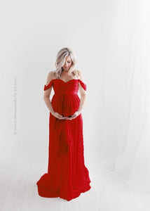 Strapless Maternity Chiffon Dress  For Photo Shoots